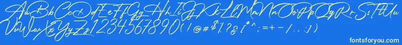 Photograph Signature Font – Yellow Fonts on Blue Background