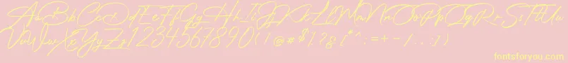 Photograph Signature Font – Yellow Fonts on Pink Background