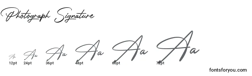 Größen der Schriftart Photograph Signature