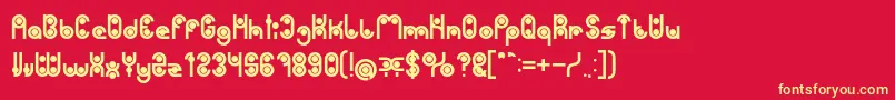 PHYTOPLANKTON Bold-Schriftart – Gelbe Schriften auf rotem Hintergrund