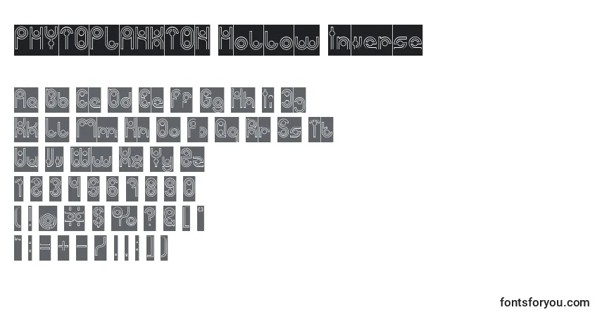 Czcionka PHYTOPLANKTON Hollow Inverse – alfabet, cyfry, specjalne znaki