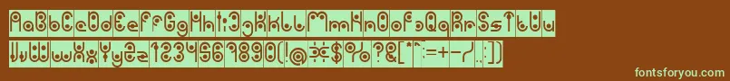 フォントPHYTOPLANKTON Inverse – 緑色の文字が茶色の背景にあります。