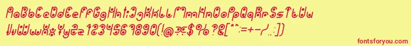 フォントPHYTOPLANKTON Italic – 赤い文字の黄色い背景