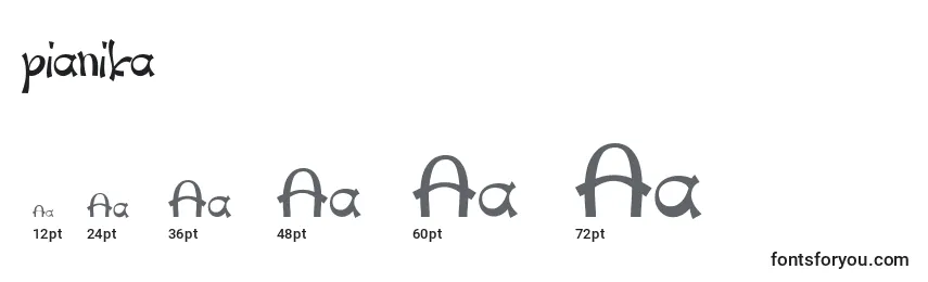 Размеры шрифта Pianika