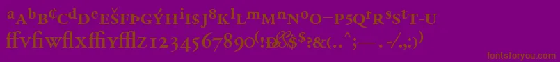 GaramondprosskBold-Schriftart – Braune Schriften auf violettem Hintergrund