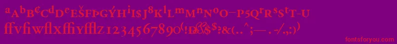 GaramondprosskBold-fontti – punaiset fontit violetilla taustalla