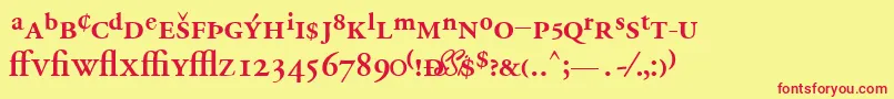 GaramondprosskBold-Schriftart – Rote Schriften auf gelbem Hintergrund
