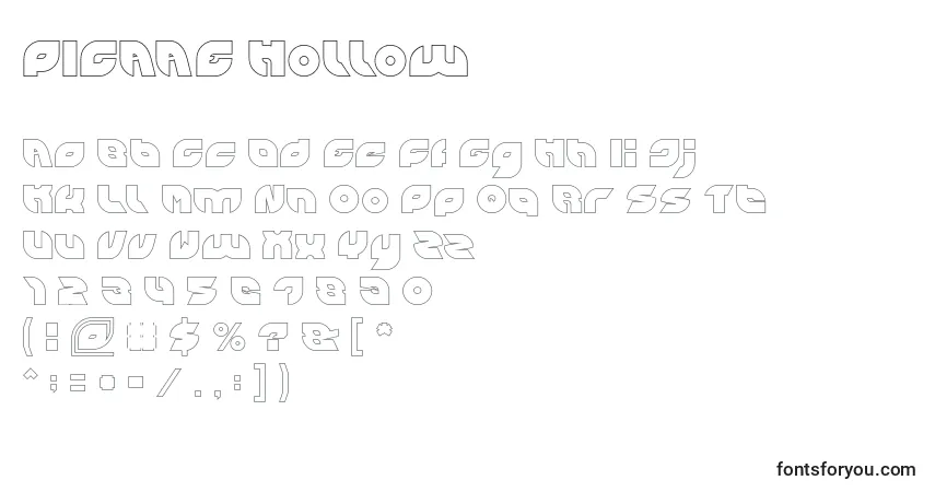 Schriftart PICAAE Hollow – Alphabet, Zahlen, spezielle Symbole
