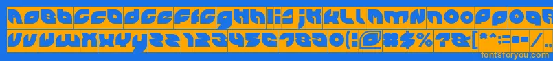 フォントPICAAE Inverse – オレンジ色の文字が青い背景にあります。