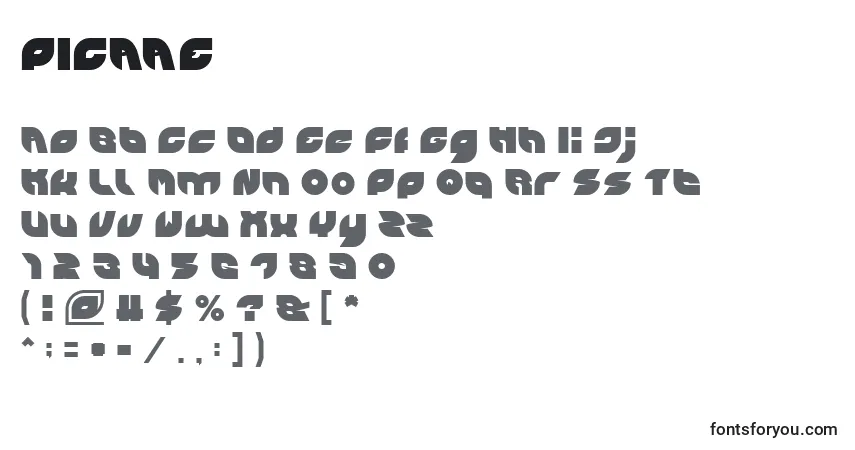 A fonte PICAAE (136844) – alfabeto, números, caracteres especiais
