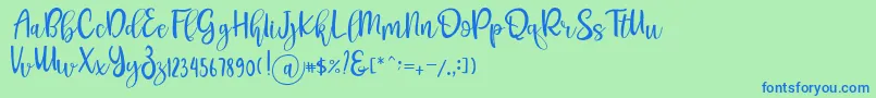 Pichellya Script-fontti – siniset fontit vihreällä taustalla