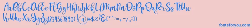 Pichellya Script-fontti – siniset fontit vaaleanpunaisella taustalla