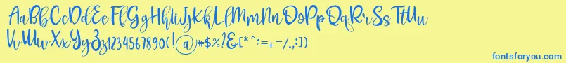 Шрифт Pichellya Script – синие шрифты на жёлтом фоне