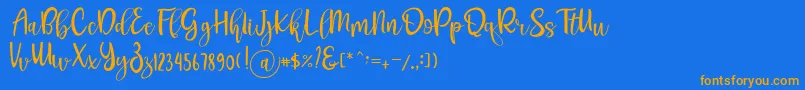 Pichellya Script-fontti – oranssit fontit sinisellä taustalla