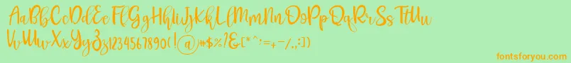 fuente Pichellya Script – Fuentes Naranjas Sobre Fondo Verde