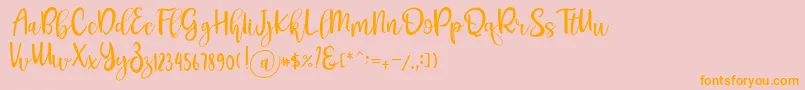 Pichellya Script-Schriftart – Orangefarbene Schriften auf rosa Hintergrund