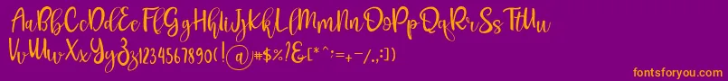 Pichellya Script-fontti – oranssit fontit violetilla taustalla