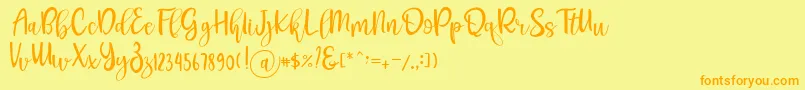 Pichellya Script Font – Orange Fonts on Yellow Background