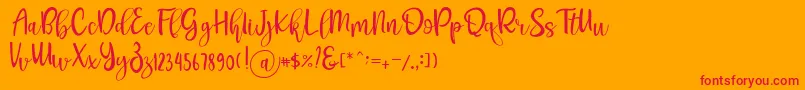 Pichellya Script-fontti – punaiset fontit oranssilla taustalla