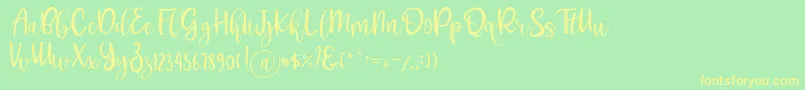 Шрифт Pichellya Script – жёлтые шрифты на зелёном фоне