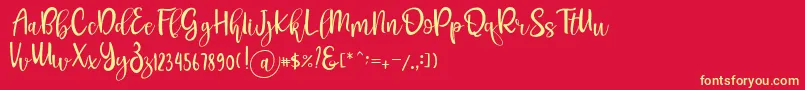 Pichellya Script Font – Yellow Fonts on Red Background