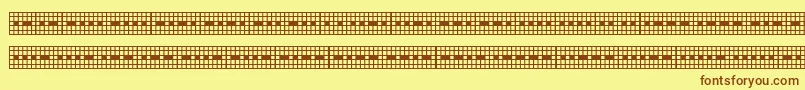 フォントPICMOR   – 茶色の文字が黄色の背景にあります。