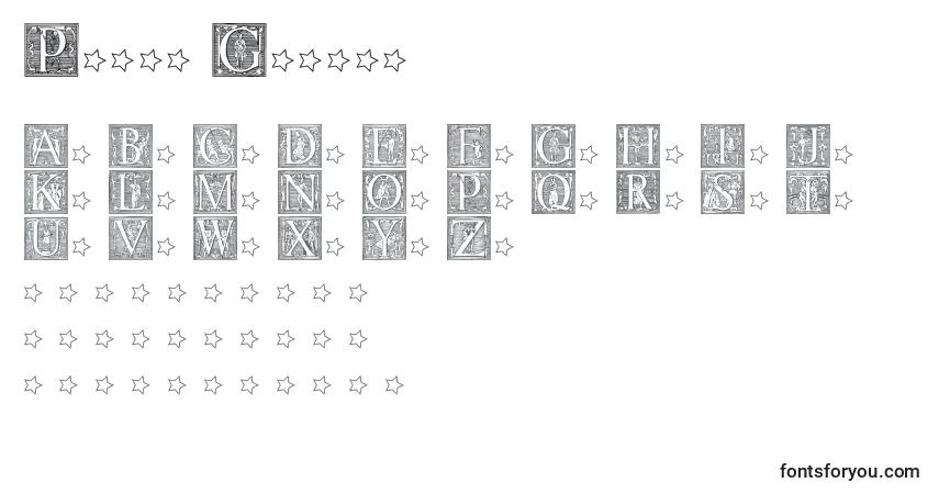 Schriftart Picto Glyphs – Alphabet, Zahlen, spezielle Symbole
