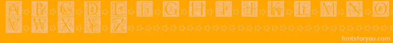 Picto Glyphs-Schriftart – Rosa Schriften auf orangefarbenem Hintergrund