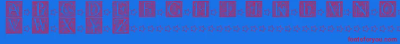 Picto Glyphs-Schriftart – Rote Schriften auf blauem Hintergrund