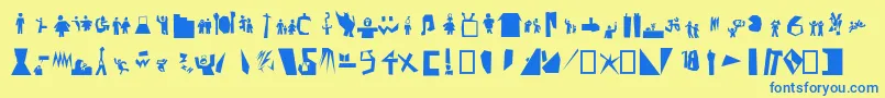 フォントPictofont – 青い文字が黄色の背景にあります。