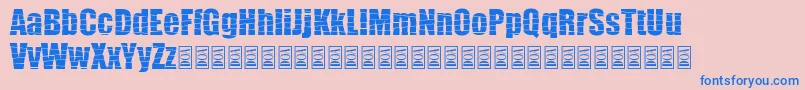 Pieces Font – Blue Fonts on Pink Background