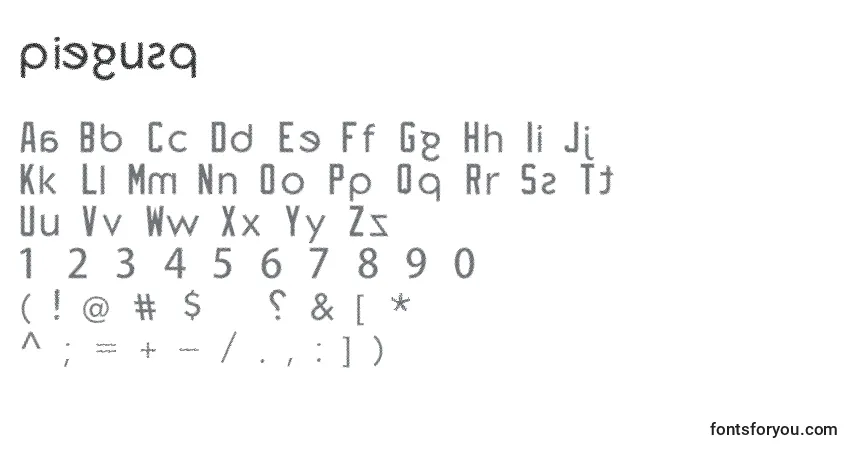 Czcionka Piegusq – alfabet, cyfry, specjalne znaki