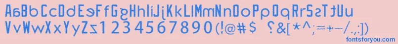 Czcionka piegusq – niebieskie czcionki na różowym tle