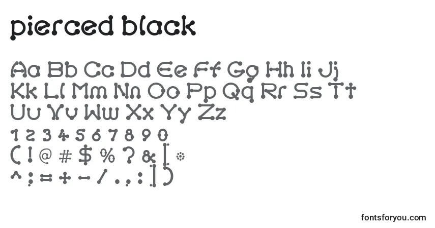 Pierced black-fontti – aakkoset, numerot, erikoismerkit
