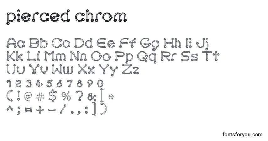 Pierced chrom Font – alphabet, numbers, special characters