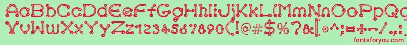 pierced chrom Font – Red Fonts on Green Background