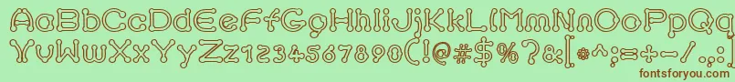 pierced outline Font – Brown Fonts on Green Background