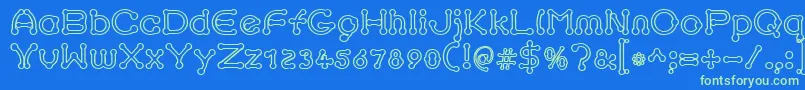 pierced outline Font – Green Fonts on Blue Background