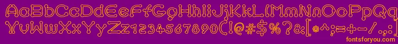 pierced outline-Schriftart – Orangefarbene Schriften auf violettem Hintergrund