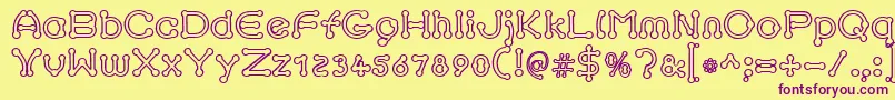 Fonte pierced outline – fontes roxas em um fundo amarelo