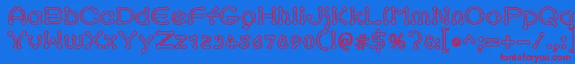 pierced outline-Schriftart – Rote Schriften auf blauem Hintergrund