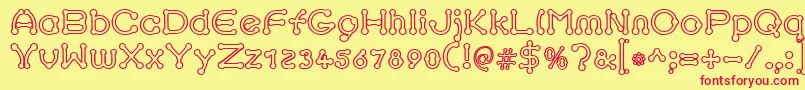 pierced outline Font – Red Fonts on Yellow Background