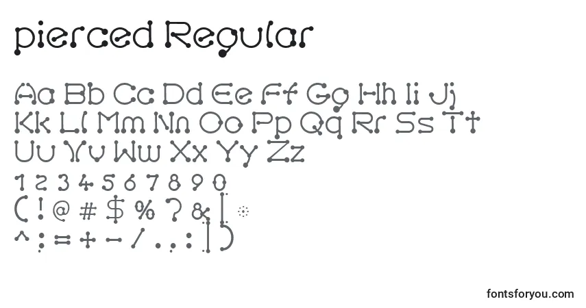 Schriftart Pierced Regular – Alphabet, Zahlen, spezielle Symbole