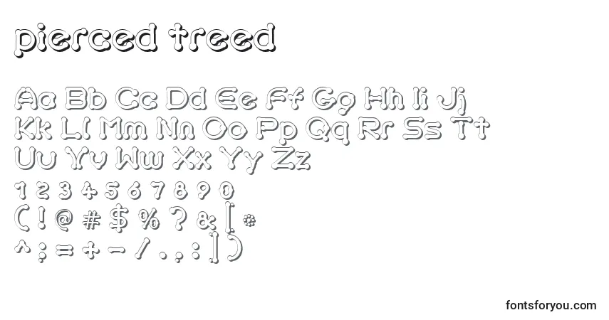 A fonte Pierced treed – alfabeto, números, caracteres especiais