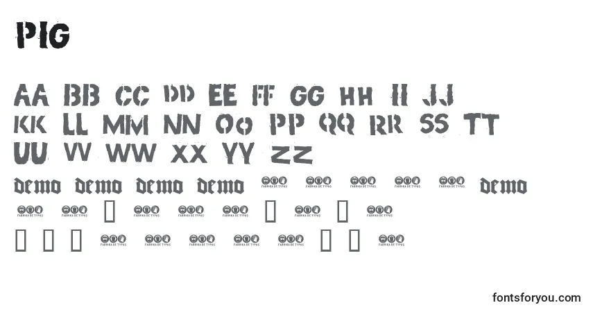 A fonte PIG      (136867) – alfabeto, números, caracteres especiais