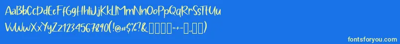 Pig Year Display Font – Yellow Fonts on Blue Background