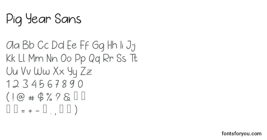 A fonte Pig Year Sans – alfabeto, números, caracteres especiais