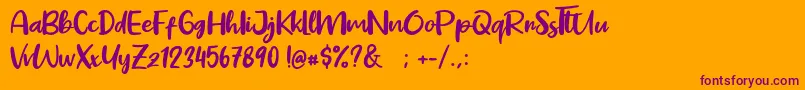 Pig Year Font – Purple Fonts on Orange Background