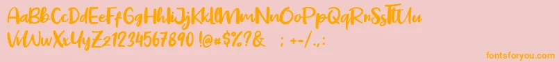 Pig Year-Schriftart – Orangefarbene Schriften auf rosa Hintergrund