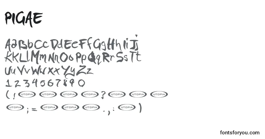 A fonte PIGAE    (136874) – alfabeto, números, caracteres especiais
